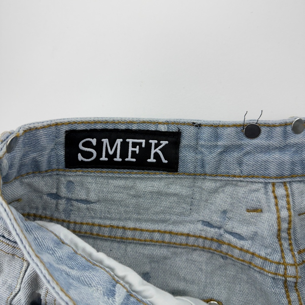 SMFK Plan D Cross Jacquard Ankle Jeans Women Small Light Wash Blue Denim Size 6 - Picture 4 of 15